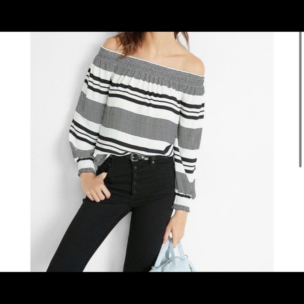 Striped off the shoulder blouse